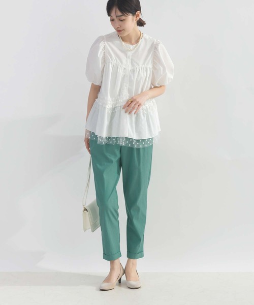 PICCIN PERLA(ピッチンペルラ)の「ドットチュールペプラムブラウス(シャツ/ブラウス・レディース・ブラック/オフホワイト・M)」の13枚目の写真