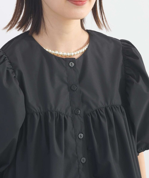 PICCIN PERLA(ピッチンペルラ)の「ドットチュールペプラムブラウス(シャツ/ブラウス・レディース・ブラック/オフホワイト・M)」の16枚目の写真