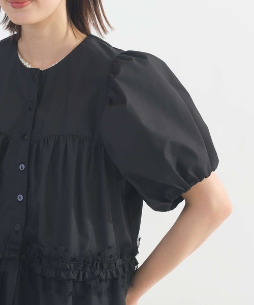 PICCIN PERLA(ピッチンペルラ)の「ドットチュールペプラムブラウス(シャツ/ブラウス・レディース・ブラック/オフホワイト・M)」の17枚目の写真