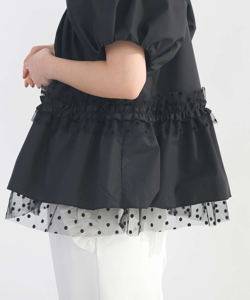 PICCIN PERLA(ピッチンペルラ)の「ドットチュールペプラムブラウス(シャツ/ブラウス・レディース・ブラック/オフホワイト・M)」の18枚目の写真