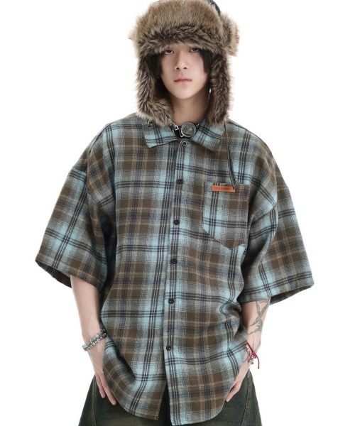 □LEVI'S□半袖ウェスタンシャツ チェック柄 Lサイズ ショート