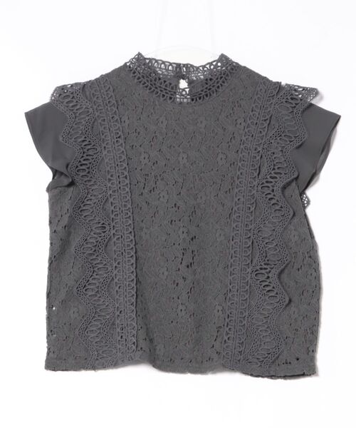 TRIANGLE PALETTE（トライアングルパレット）の「レースフレンチスリーブブラウス/ノースリーブ（シャツ/ブラウス・レディース・ダークグレー/ミント/ブラウン/ホワイト/ブラック/ピンク・FREE）」の20枚目の写真