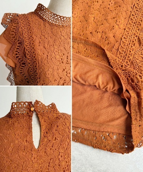 TRIANGLE PALETTE（トライアングルパレット）の「レースフレンチスリーブブラウス/ノースリーブ（シャツ/ブラウス・レディース・ダークグレー/ミント/ブラウン/ホワイト/ブラック/ピンク・FREE）」の16枚目の写真