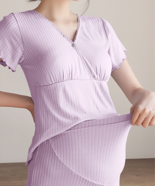 aimoha(アイモハ)の「マタニティ半袖ルームウェアセット (SS)(マタニティウェア/グッズ・レディース・ライトブルー/ピンク/ホワイト/ライトグリーン/ライトグレー/パープル・LARGE/MEDIUM/X-LARGE)」の10枚目の写真