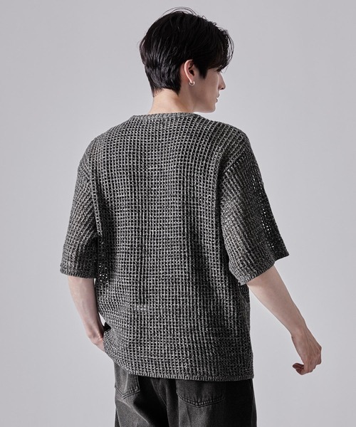 CLEL(クレイル)の「【CLEL】Watermark Knitting Short Sleeve Melange Mesh Knit/透かし編み 半袖メランジメッシュニット(Tシャツ/カットソー・メンズ・ブラック/ネイビー系/グレー系・L/M/S/XS)」の18枚目の写真