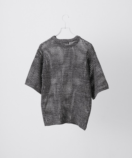 CLEL(クレイル)の「【CLEL】Watermark Knitting Short Sleeve Melange Mesh Knit/透かし編み 半袖メランジメッシュニット(Tシャツ/カットソー・メンズ・ブラック/ネイビー系/グレー系・L/M/S/XS)」の5枚目の写真