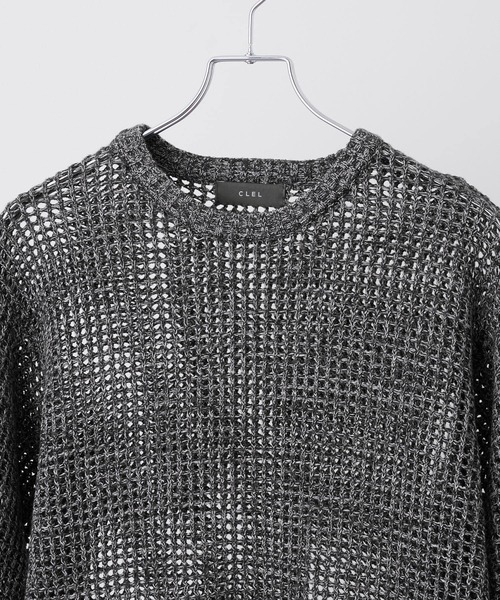 CLEL(クレイル)の「【CLEL】Watermark Knitting Short Sleeve Melange Mesh Knit/透かし編み 半袖メランジメッシュニット(Tシャツ/カットソー・メンズ・ブラック/ネイビー系/グレー系・L/M/S/XS)」の6枚目の写真