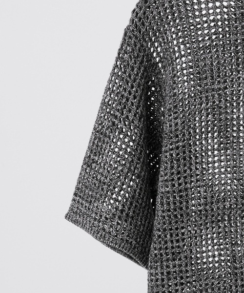 CLEL(クレイル)の「【CLEL】Watermark Knitting Short Sleeve Melange Mesh Knit/透かし編み 半袖メランジメッシュニット(Tシャツ/カットソー・メンズ・ブラック/ネイビー系/グレー系・L/M/S/XS)」の7枚目の写真