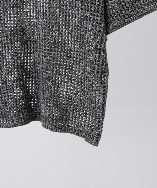 CLEL(クレイル)の「【CLEL】Watermark Knitting Short Sleeve Melange Mesh Knit/透かし編み 半袖メランジメッシュニット(Tシャツ/カットソー・メンズ・ブラック/ネイビー系/グレー系・L/M/S/XS)」の8枚目の写真