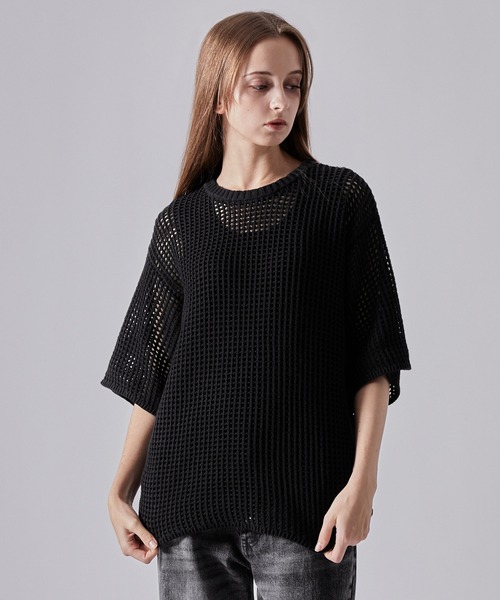 ●MASSNOUN● CHECKERBOARD MESHED KNIT HALF SHIRTS (2色) Designer fashion, Seoul-fully created | W Concept