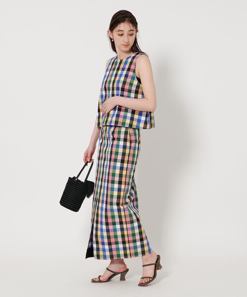 ユナイテッドアローズ　チェック柄　フレアノースリーブ UNITED ARROWS｜チェック フレアノースリーブ トップス