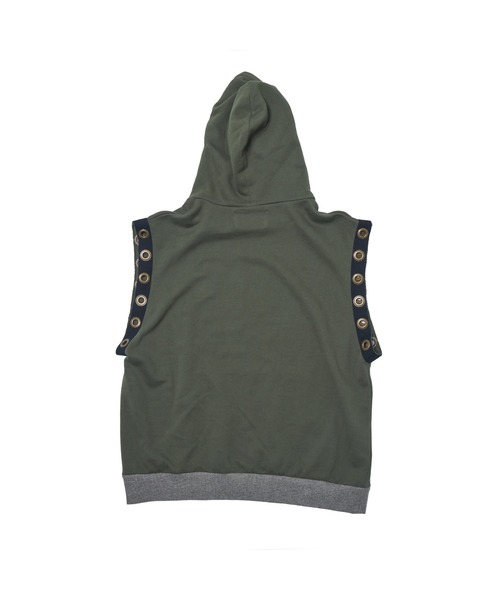EFFECTEN（エフェクテン）の「【EFFECTEN】Sleeveless pullover hoodie（ベスト・メンズ・アッシュグレー/ブラック/カーキ/ライトグリーン・FREE）」の14枚目の写真