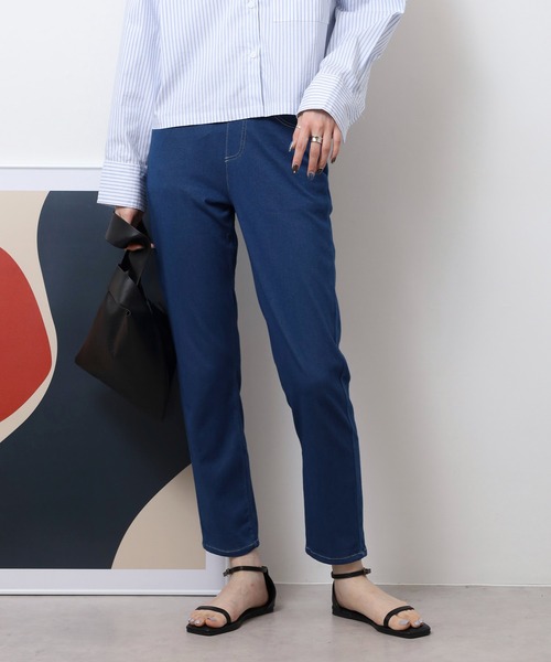 atONE（アットワン）の「接触冷感ロング丈ストレッチパンツ（その他パンツ・レディース・ブルー/サックスブルー/ブラック/ベージュ・M/L/3L/LL）」の9枚目の写真