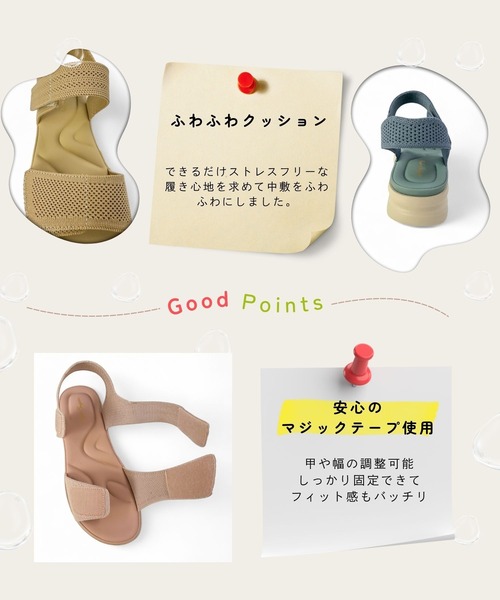 Sugar Sugar（シュガーシュガー）の「厚底　スポーティ サンダル【SUGAR SUGAR シュガーシュガー】8001 軽量 スニーカー 軽い ニット メッシュニット（サンダル・レディース・ブラック/ブルー/ピンク/ベージュ/イエロー・S/M/L/LL）」の8枚目の写真