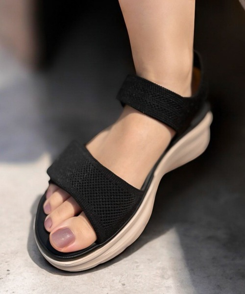 Sugar Sugar（シュガーシュガー）の「厚底　スポーティ サンダル【SUGAR SUGAR シュガーシュガー】8001 軽量 スニーカー 軽い ニット メッシュニット（サンダル・レディース・ブラック/ブルー/ピンク/ベージュ/イエロー・S/M/L/LL）」の13枚目の写真