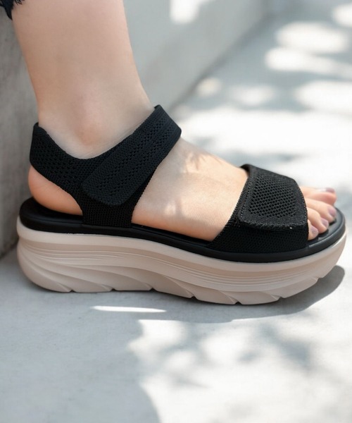 Sugar Sugar（シュガーシュガー）の「厚底　スポーティ サンダル【SUGAR SUGAR シュガーシュガー】8001 軽量 スニーカー 軽い ニット メッシュニット（サンダル・レディース・ブラック/ブルー/ピンク/ベージュ/イエロー・S/M/L/LL）」の14枚目の写真