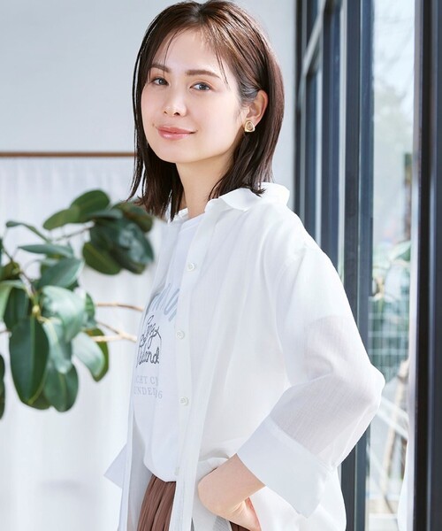 TRANS WORK(トランスワーク)の「【L】【ウォッシャブル】コーコランバイオスムース(Tシャツ/カットソー・レディース・オレンジ/ブルー系その他4/オフホワイト・46/44)」の4枚目の写真