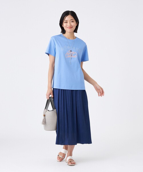 TRANS WORK(トランスワーク)の「【L】【ウォッシャブル】コーコランバイオスムース(Tシャツ/カットソー・レディース・オレンジ/ブルー系その他4/オフホワイト・46/44)」の6枚目の写真