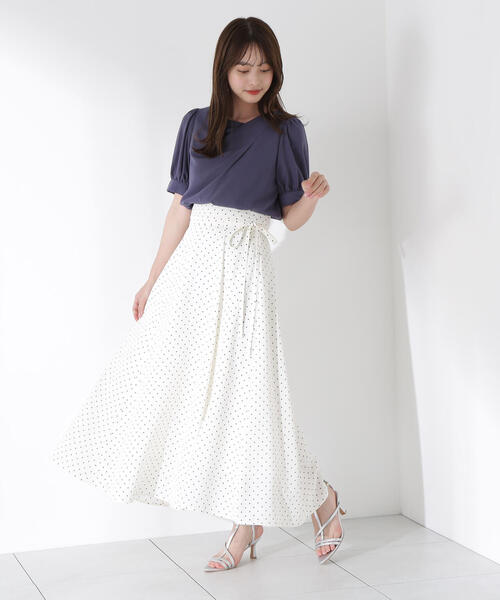 PROPORTION BODY DRESSING（プロポーションボディドレッシング）の「リボン付きロングフレアスカート / 1215220608（スカート・レディース・カーキ/ベージュ系その他/ホワイト系その他・SMALL/MEDIUM/P/S）」の8枚目の写真