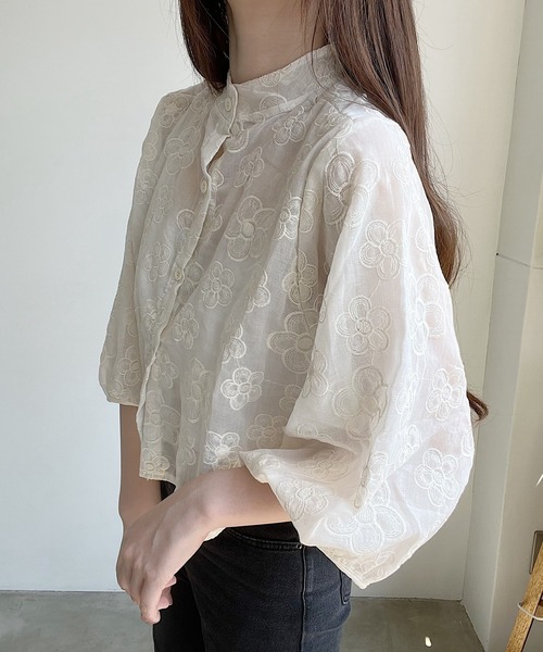 美品 UNITED ARROWS TOKYO 刺繍 ブラウス バルーンスリーブ g120_01.jpg