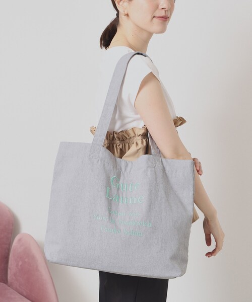 ITS'DEMO（イッツデモ）の「【A4対応】ロゴ刺繍ラージトート（トートバッグ・レディース・アイボリー/ブラック系2/グレー/ネイビー系1/グレー系1/ブラック・00）」の5枚目の写真