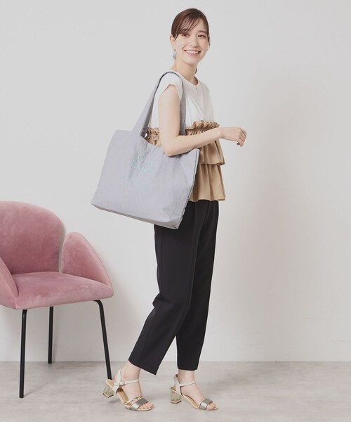 ITS'DEMO（イッツデモ）の「【A4対応】ロゴ刺繍ラージトート（トートバッグ・レディース・アイボリー/ブラック系2/グレー/ネイビー系1/グレー系1/ブラック・00）」の11枚目の写真