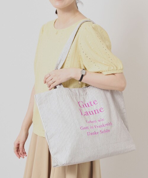 ITS'DEMO（イッツデモ）の「【A4対応】ロゴ刺繍ラージトート（トートバッグ・レディース・アイボリー/ブラック系2/グレー/ネイビー系1/グレー系1/ブラック・00）」の14枚目の写真