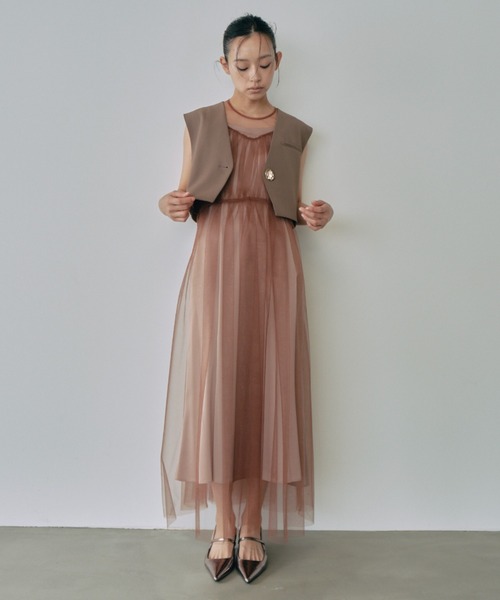 アンドレスド　チュール&ドレスSET♡1度だけ着用 ANDRESD（アンドレスド）の「ショートジレセットチュールドレス