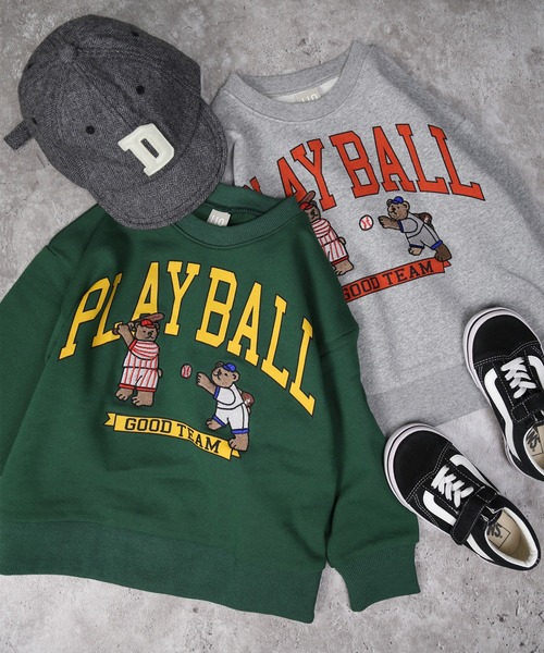 DILASH（ディラッシュ）の「野球くまトレーナー（スウェット・キッズ・グレー/グリーン・90/140/130/120/110/100/80）」の9枚目の写真