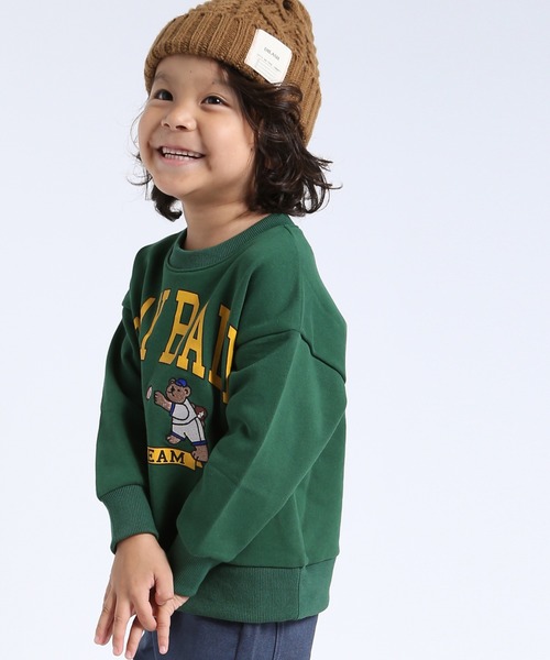 DILASH（ディラッシュ）の「野球くまトレーナー（スウェット・キッズ・グレー/グリーン・90/140/130/120/110/100/80）」の4枚目の写真