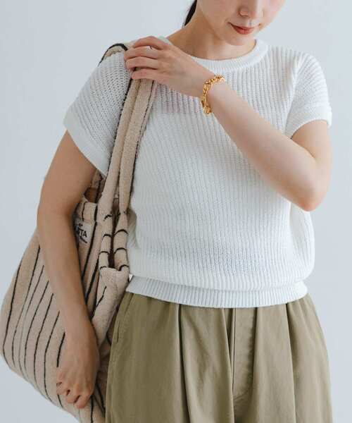 B448-72 ANNA MOLINARI フレンチスリーブ ニット 38 B448-72 ANNA MOLINARI フレンチスリーブ ニット 38 トップス