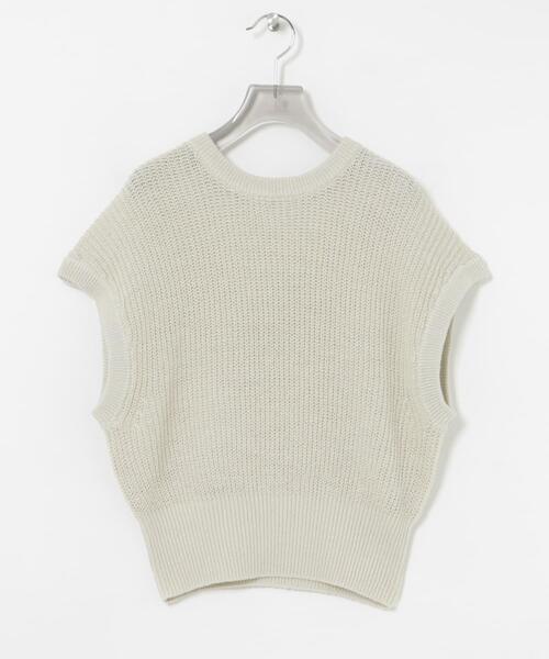 URBAN RESEARCH（アーバンリサーチ）の「ペーパーヤーンフレンチスリーブニット（ベスト・レディース・チャコールグレー/ホワイト/ベージュ・FREE）」の10枚目の写真