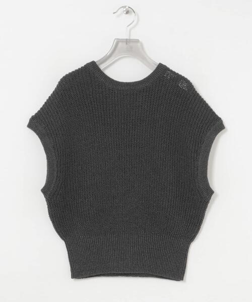 URBAN RESEARCH（アーバンリサーチ）の「ペーパーヤーンフレンチスリーブニット（ベスト・レディース・チャコールグレー/ホワイト/ベージュ・FREE）」の19枚目の写真