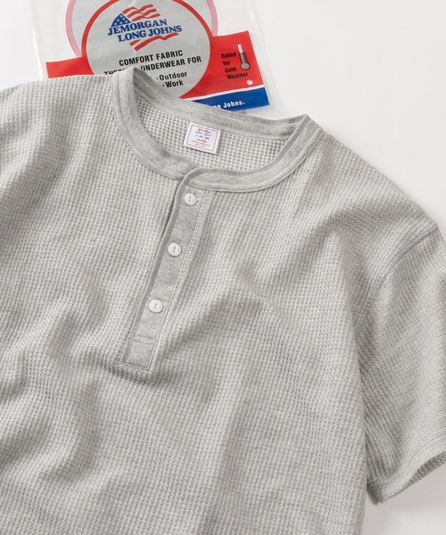 JEMORGAN（ジェーイーモーガン）の「【87】【JEMORGAN/ジェーイーモーガン】ワッフル ヘンリーネック 半袖Tシャツ/無地T/パックT/インナーウェア（Tシャツ/カットソー・メンズ・ネイビー/ホワイト/グレー/オフホワイト/カーキ/ブラック・M/L/XL/S）」の4枚目の写真