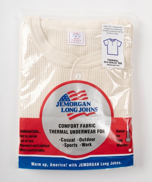 JEMORGAN（ジェーイーモーガン）の「【87】【JEMORGAN/ジェーイーモーガン】ワッフル ヘンリーネック 半袖Tシャツ/無地T/パックT/インナーウェア（Tシャツ/カットソー・メンズ・ネイビー/ホワイト/グレー/オフホワイト/カーキ/ブラック・M/L/XL/S）」の7枚目の写真