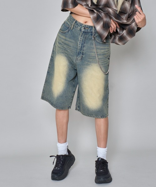  スーパーバギーデニムショーツ 即完 セール】WEGO/スーパーバギーデニムショーツ（デニムパンツ