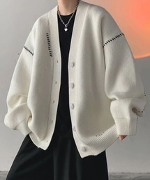 WARAIJOGO（ワライジョウゴ）の「【WARAIJOGO】モノトーンステッチデザインニットカーディガン(NEZ)（カーディガン/ボレロ）」