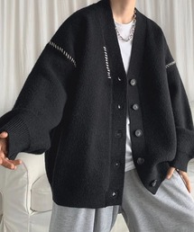 WARAIJOGO（ワライジョウゴ）の「【WARAIJOGO】モノトーンステッチデザインニットカーディガン(NEZ)（カーディガン/ボレロ）」