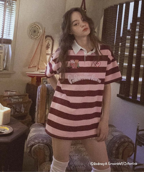 FOREVER 21（フォーエバー トゥエンティーワン）の「【パラッパラッパー】ラガーTシャツ（Tシャツ/カットソー・レディース・グリーン/ピンク/アイボリー・FREE）」の3枚目の写真