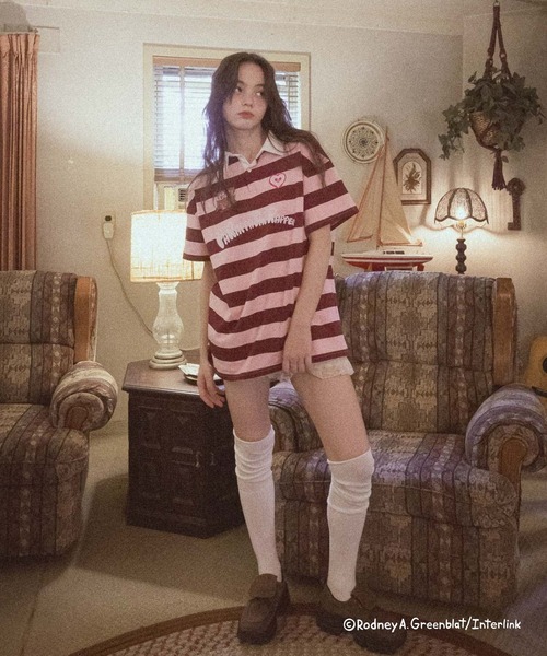 FOREVER 21（フォーエバー トゥエンティーワン）の「【パラッパラッパー】ラガーTシャツ（Tシャツ/カットソー・レディース・グリーン/ピンク/アイボリー・FREE）」の4枚目の写真