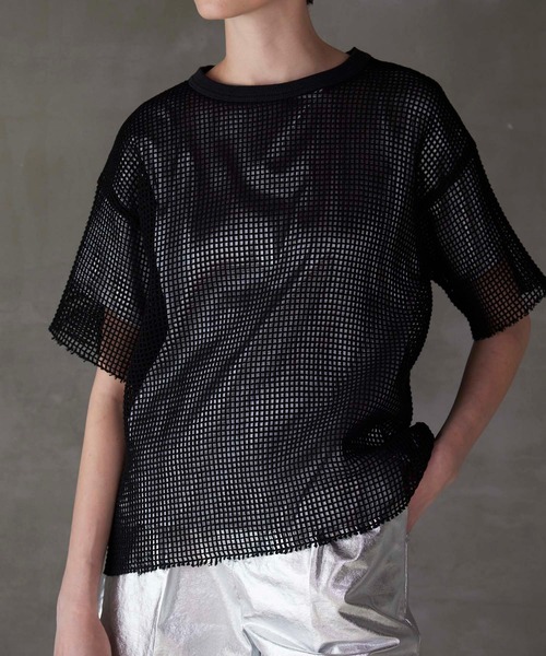 VERSEAU(ヴェルソー)の「インナーセット メッシュTシャツ(Tシャツ/カットソー・レディース・ブラック/オフホワイト・FREE)」の4枚目の写真