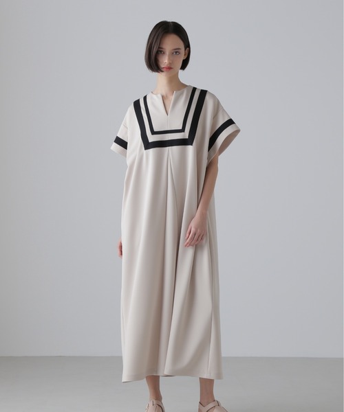 ADORE（アドーア）の「マットストレッチダンボールワンピース（ワンピース・レディース・ベージュ/ブラック・38）」の10枚目の写真