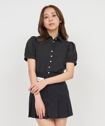 ROYAL PARTY | オリジナルロゴ刺しゅうパールボタンパフスリーブブラウス(シャツ/ブラウス)