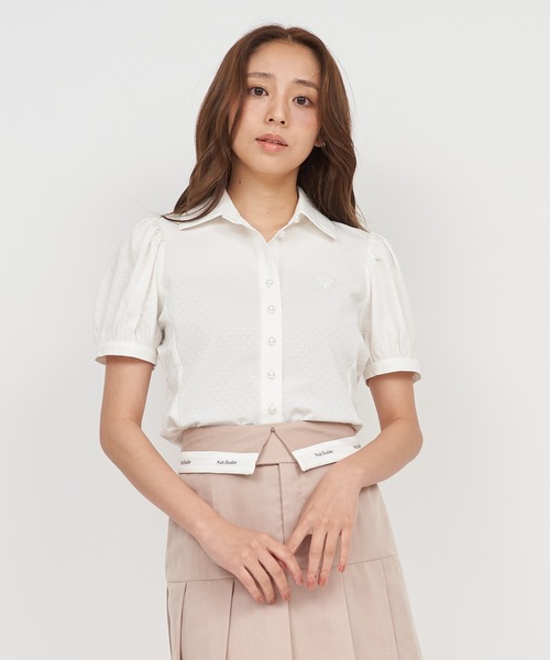 ROYAL PARTY(ロイヤルパーティー)の「オリジナルロゴ刺しゅうパールボタンパフスリーブブラウス(シャツ/ブラウス・レディース・ブラック/オフホワイト/ブルー・FREE)」の14枚目の写真