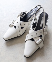 TABITHA SIMMONSホワイト ポインテッドトゥ スリングバックシューズ TABITHA SIMMONSホワイト ポインテッドトゥ スリングバックシューズ