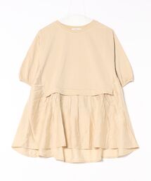 ギャザー使い異素材切替ふんわりチュニック