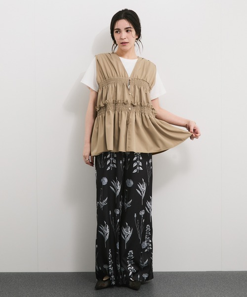 レザレクション　新品　Lサイズ フリルシャツ レースレディース Lace Ladies 袖レースデザイン立ち襟フリル