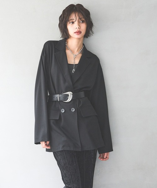 PAGEBOY（ページボーイ）の「ポンチダブルテーラードジャケット（テーラードジャケット・レディース・ブラウン系その他/ブラック・FREE）」の5枚目の写真