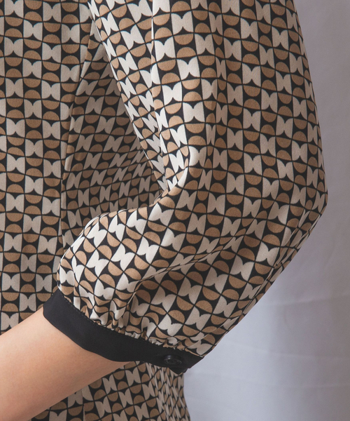 セール】【NARACAMICIE】幾何柄七分袖シャツ（シャツ/ブラウス