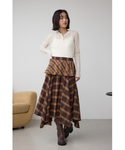 AZUL by moussy(アズールバイマウジー)の「ヘンリーネックレースフーディートップス(Tシャツ/カットソー・レディース・ブラック/アイボリー・FREE)」の5枚目の写真